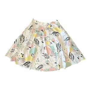 VTG! Kayo Canvas Pastel Abstract Circle MIDI Skirt 14 Made In USA Retro‎ Quirky